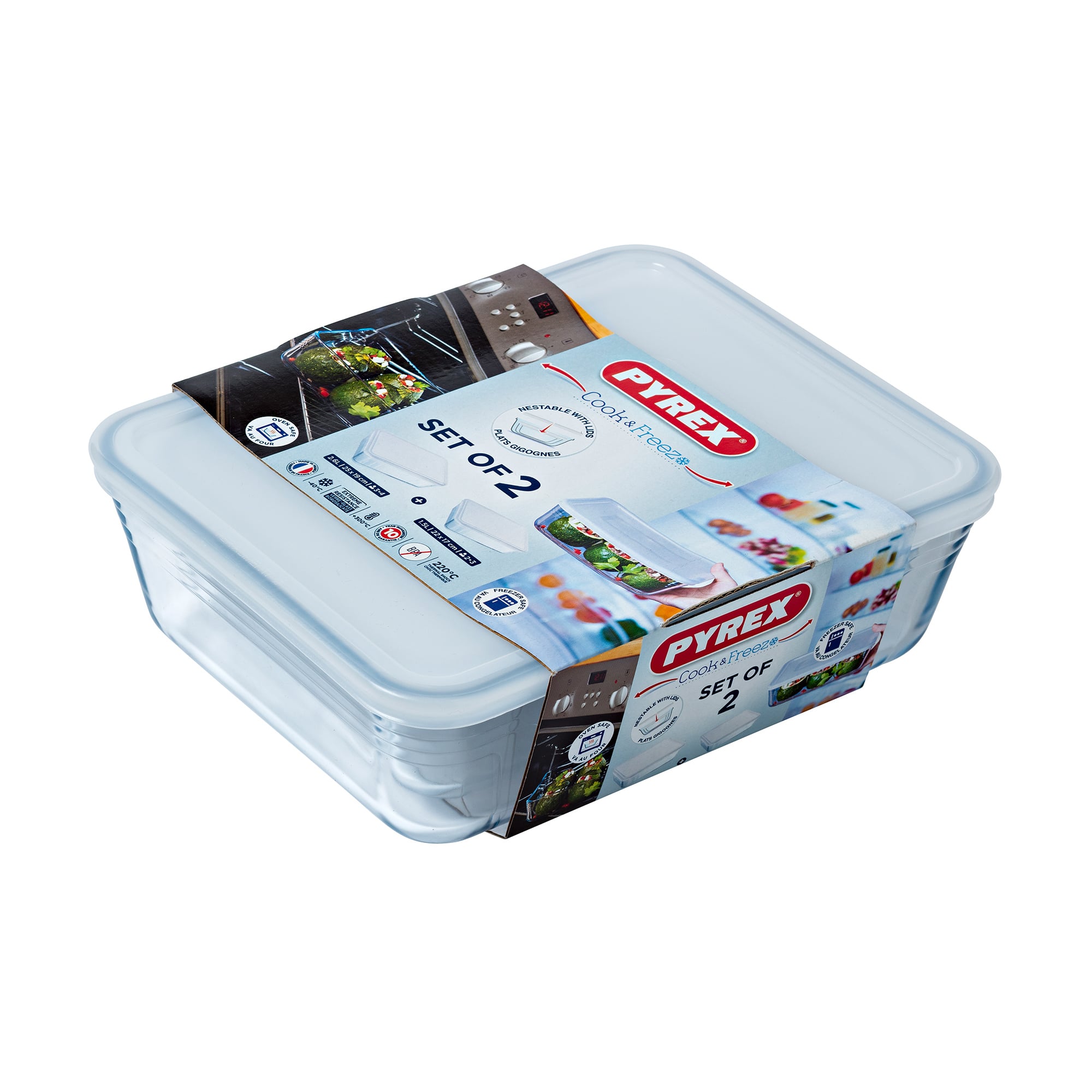 Набір форм для випічки PYREX Cook &amp; Freez з кришкою, 2 предмета (912S951)